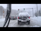 SUV skidding live (Snowstorm Saturn hits Boston, New England, 03/03/2013)