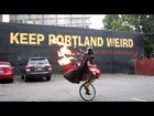 Unicycling Darth Vader upgrades to Flaming Bagpipes - Keep Portland Weird - The Unipiper *Official*