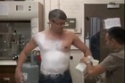 Man Paints T-Shirt onto His Body